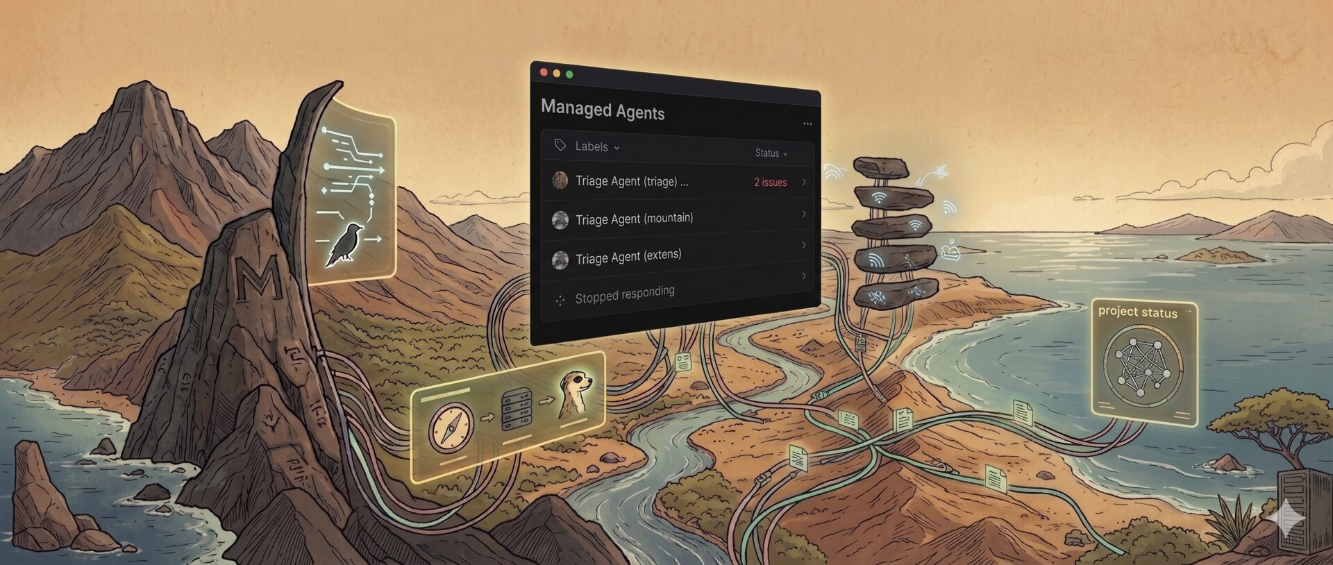 A Linear board showing the full feedback-to-production loop, with agent sessions visible at every stage.