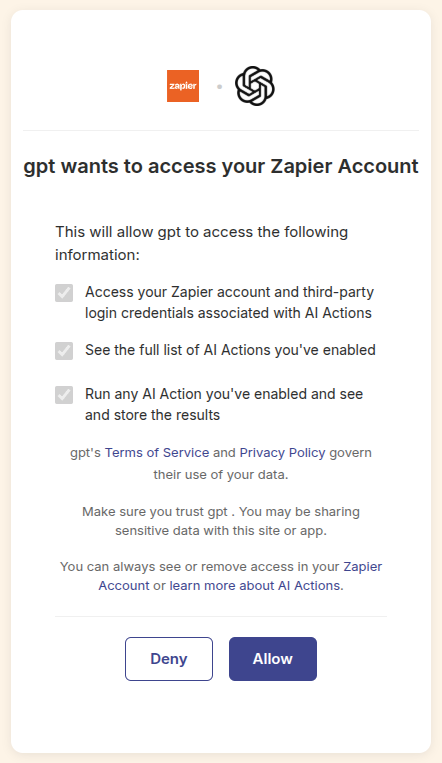 Screenshot: Authorization screen