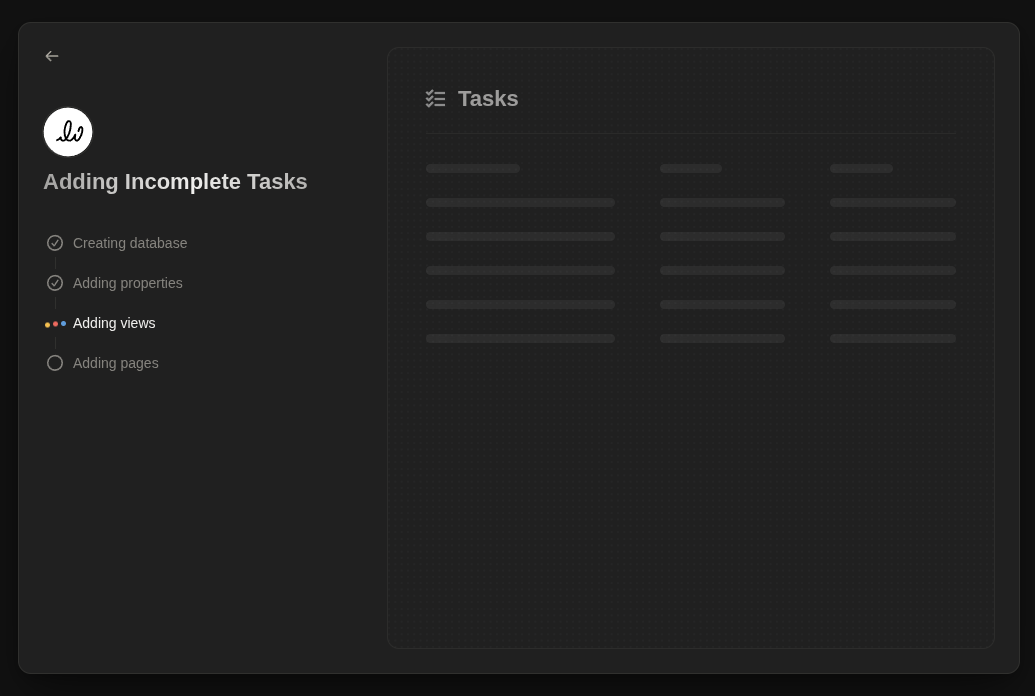 Notion AI building a structured Tasks database with priority, estimate, energy, and due date fields