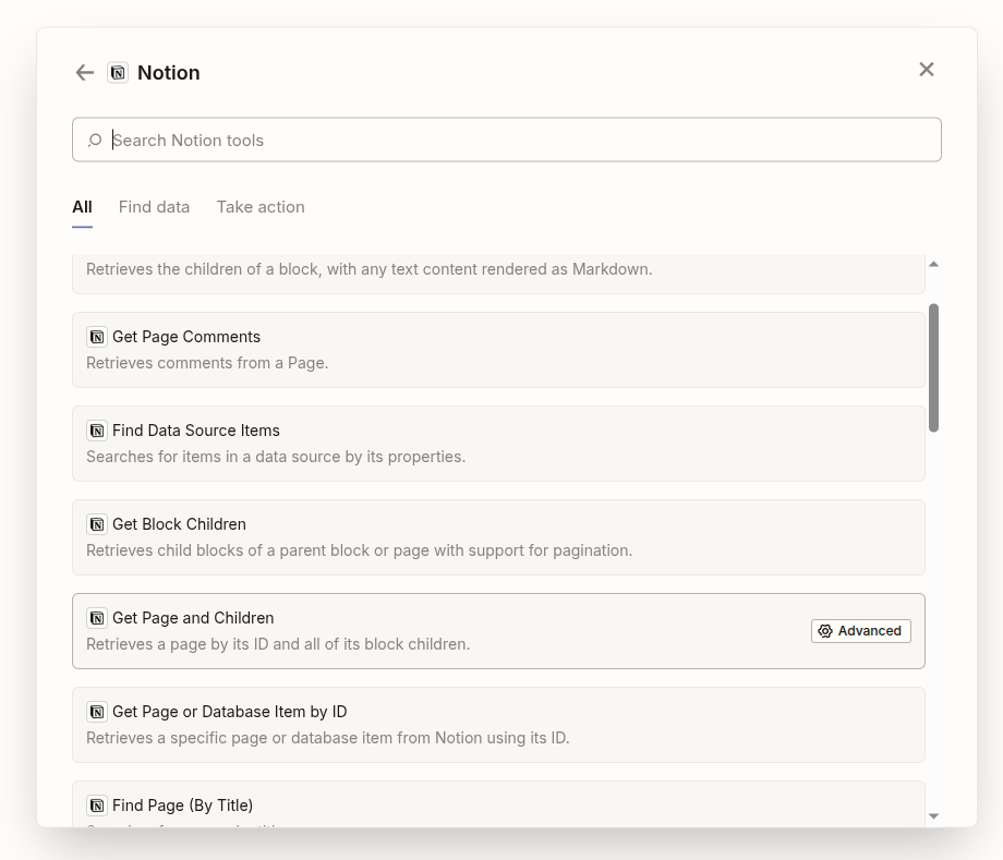 Screenshot: Zapier MCP dashboard with tool configuration